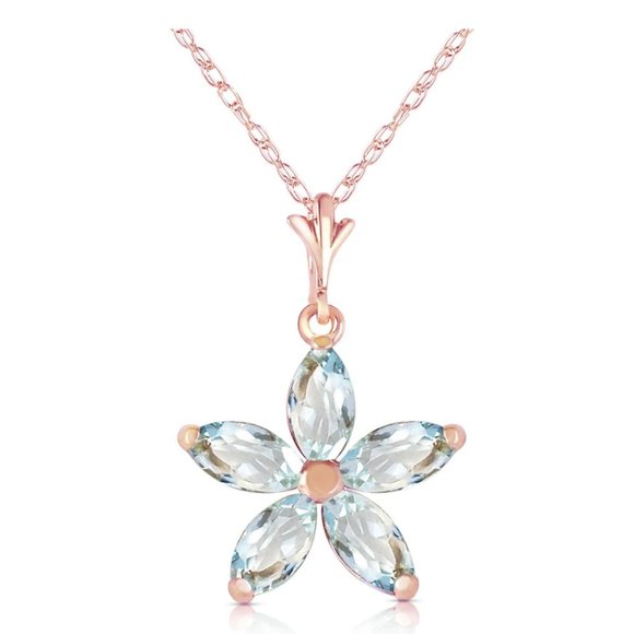 14K Rose Gold Aquamarines Necklace Jewelry
